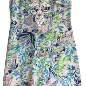 Lily Pulitzer Colorful Harper Shift Floral Resort Dress w/Embellished Neckline